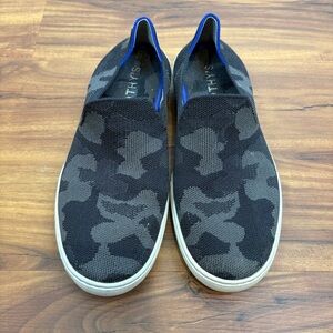 Rothy’s Camo The Original Slip-On Sneakers Size 8.5 Women’s Washable Gray Black